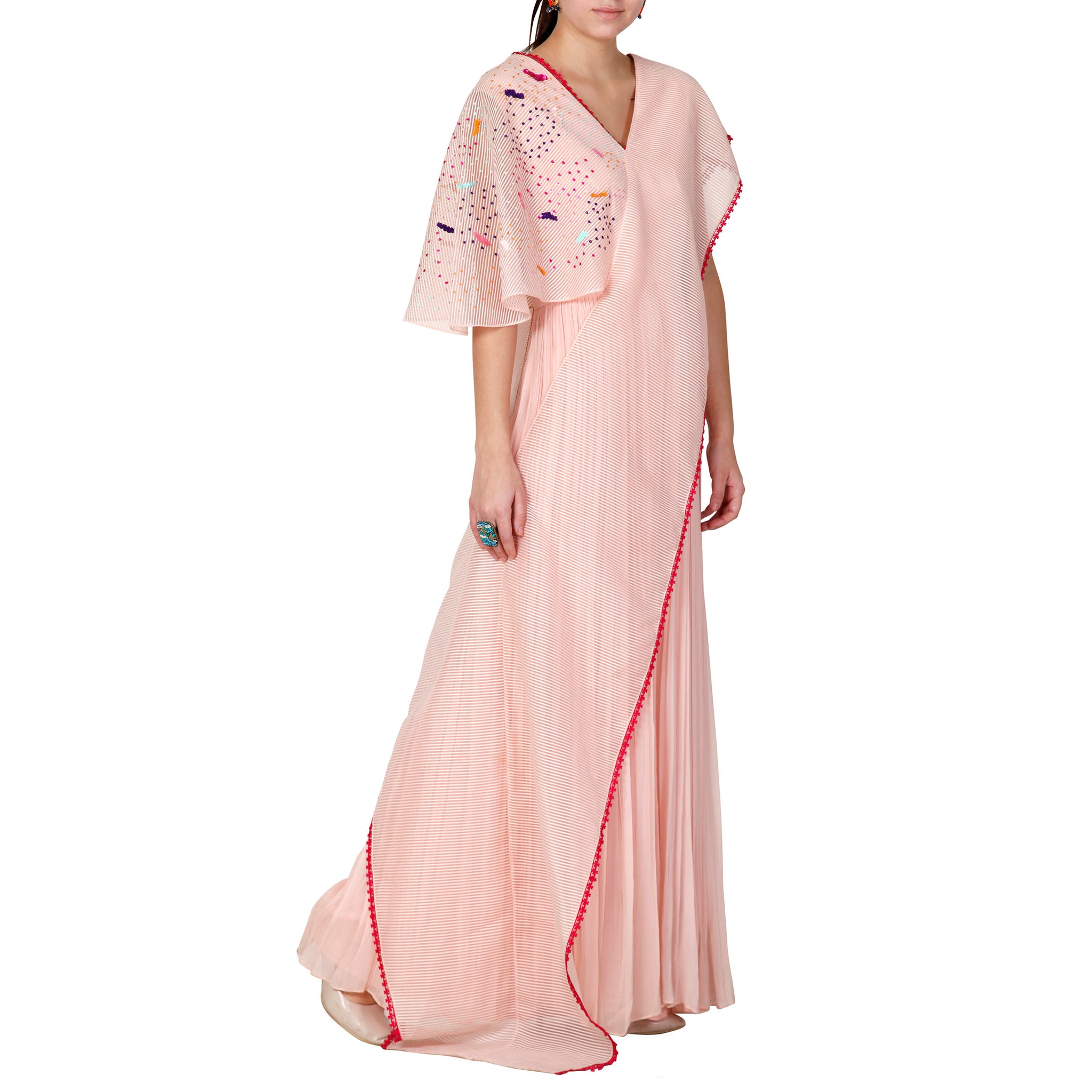 Embroidered Draped Jumpsuit