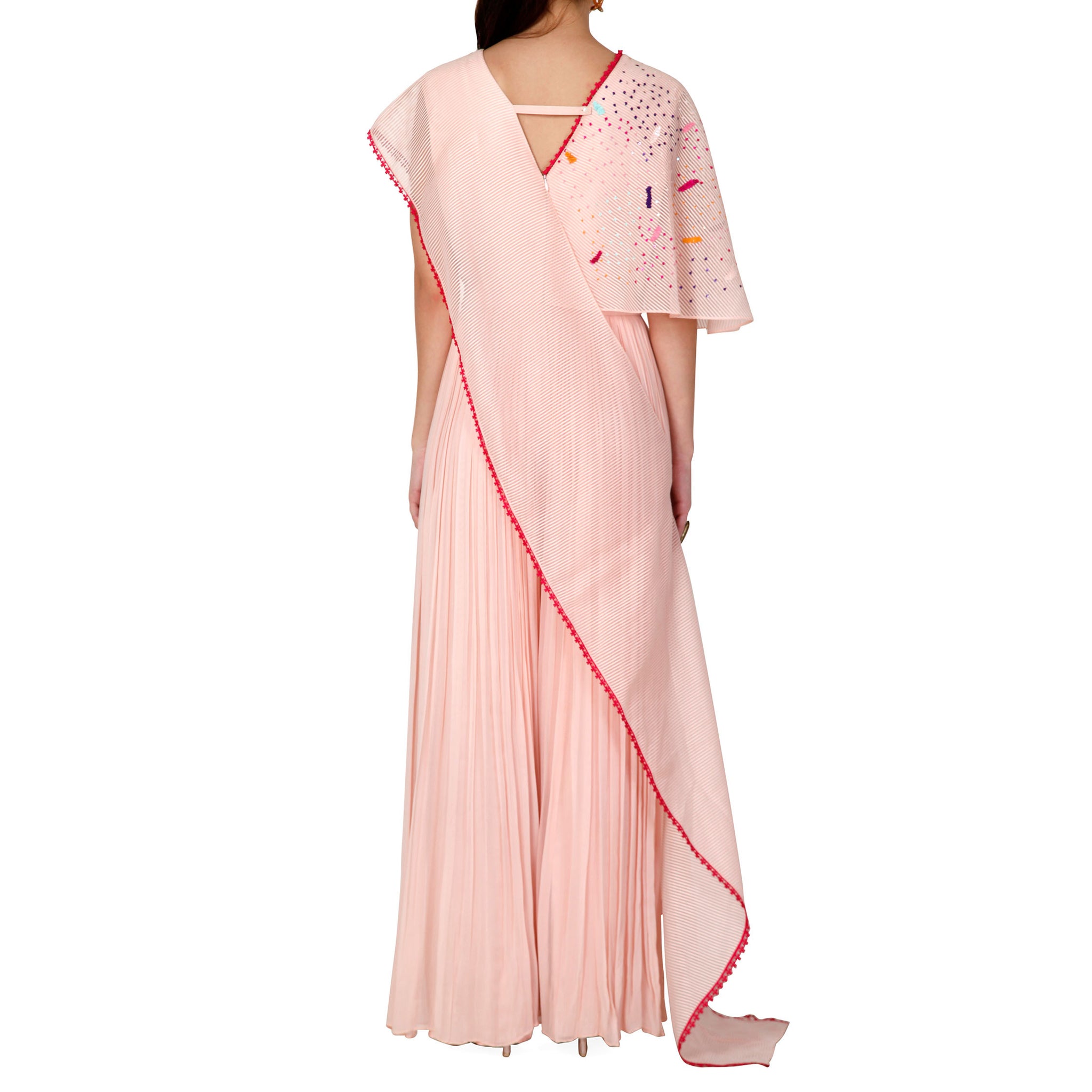 Embroidered Draped Jumpsuit