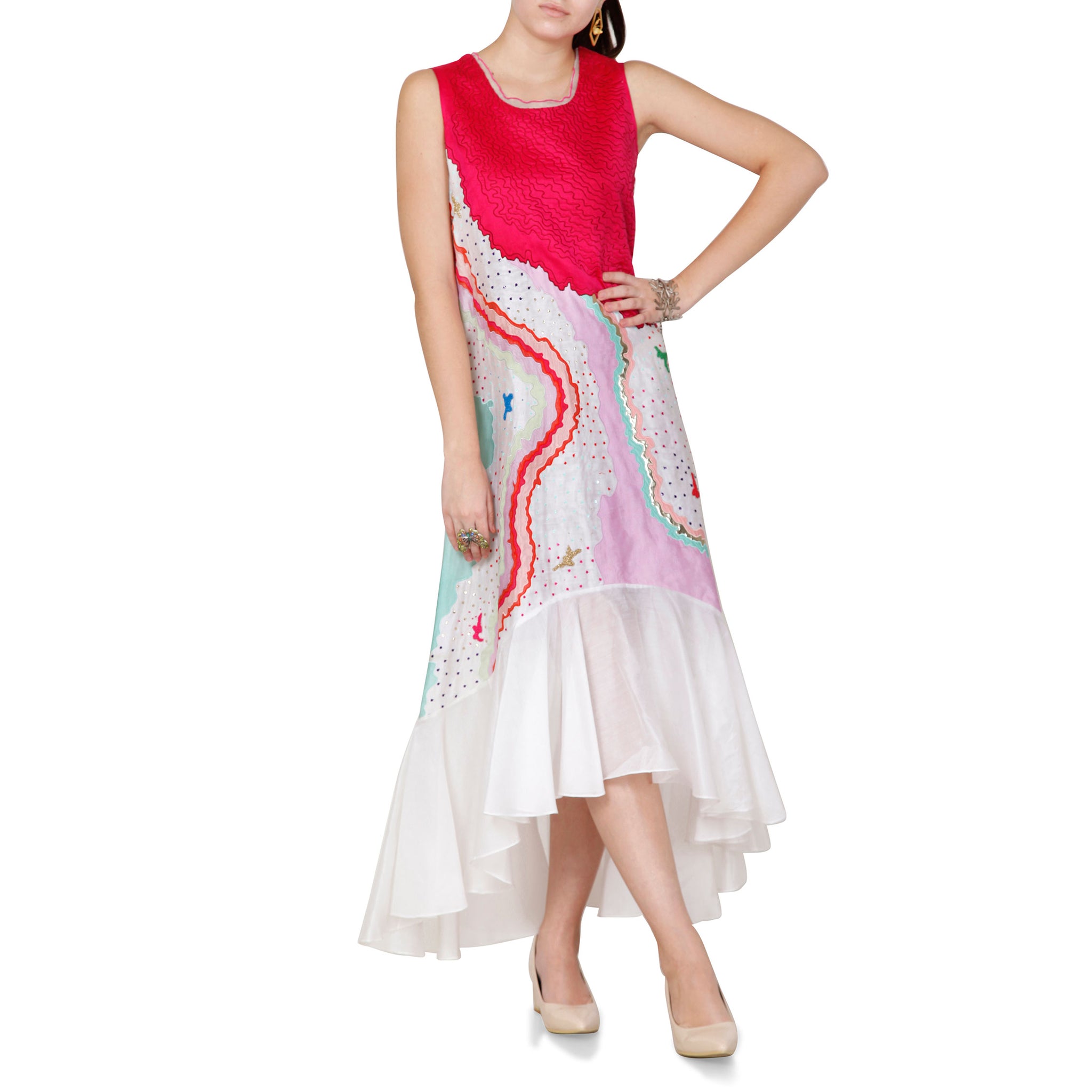 Embroidered Tiered Dress