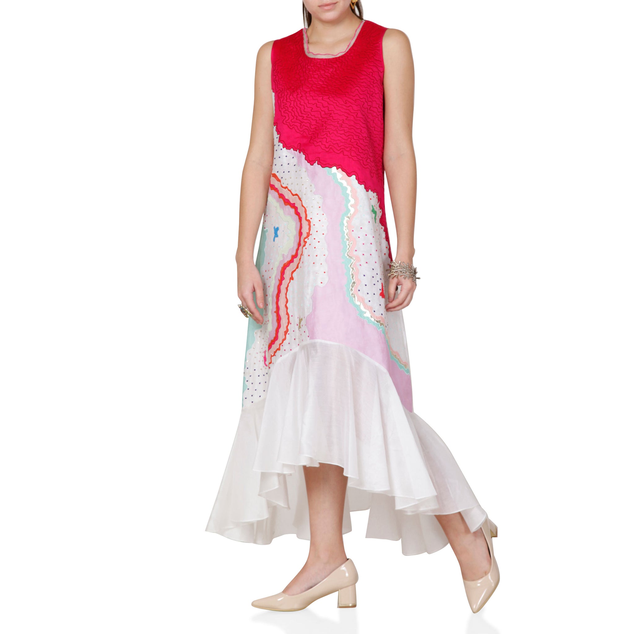 Embroidered Tiered Dress
