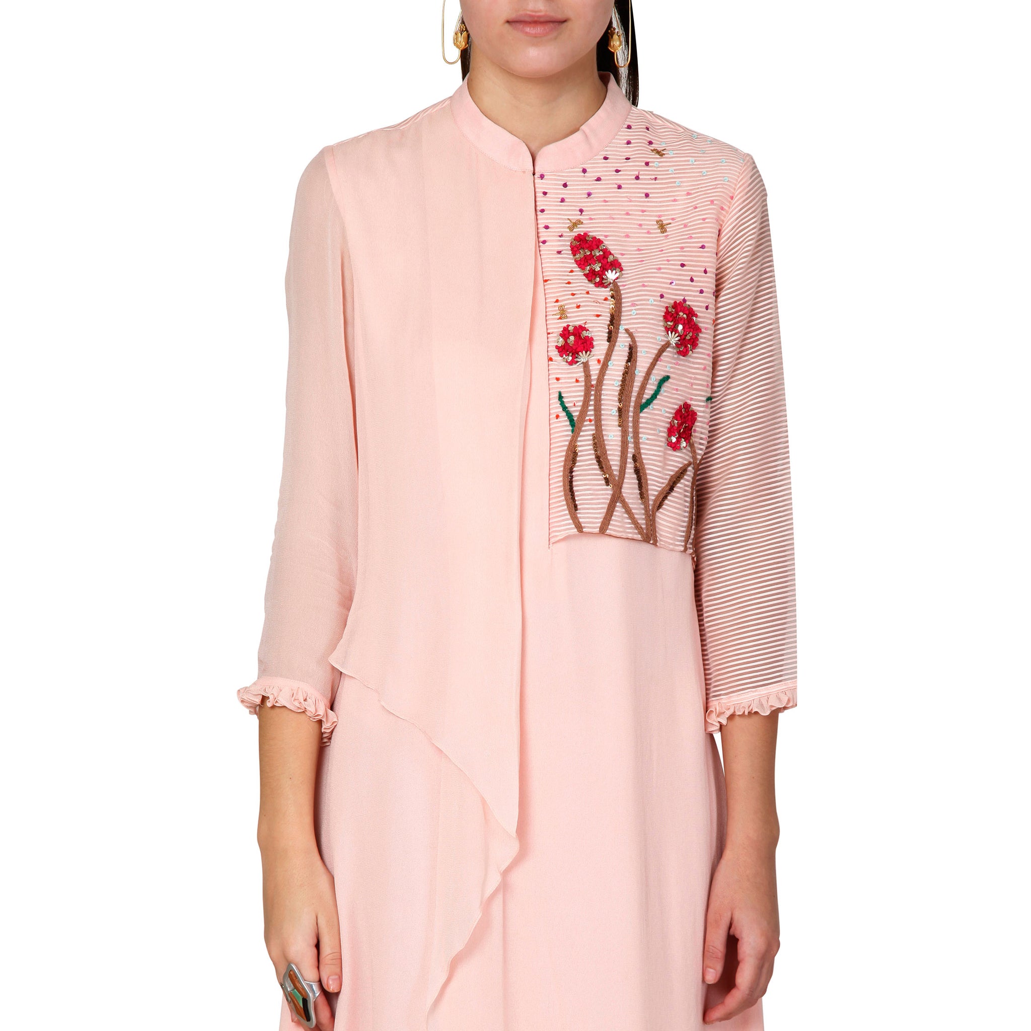 Embroidered Draped Tunic