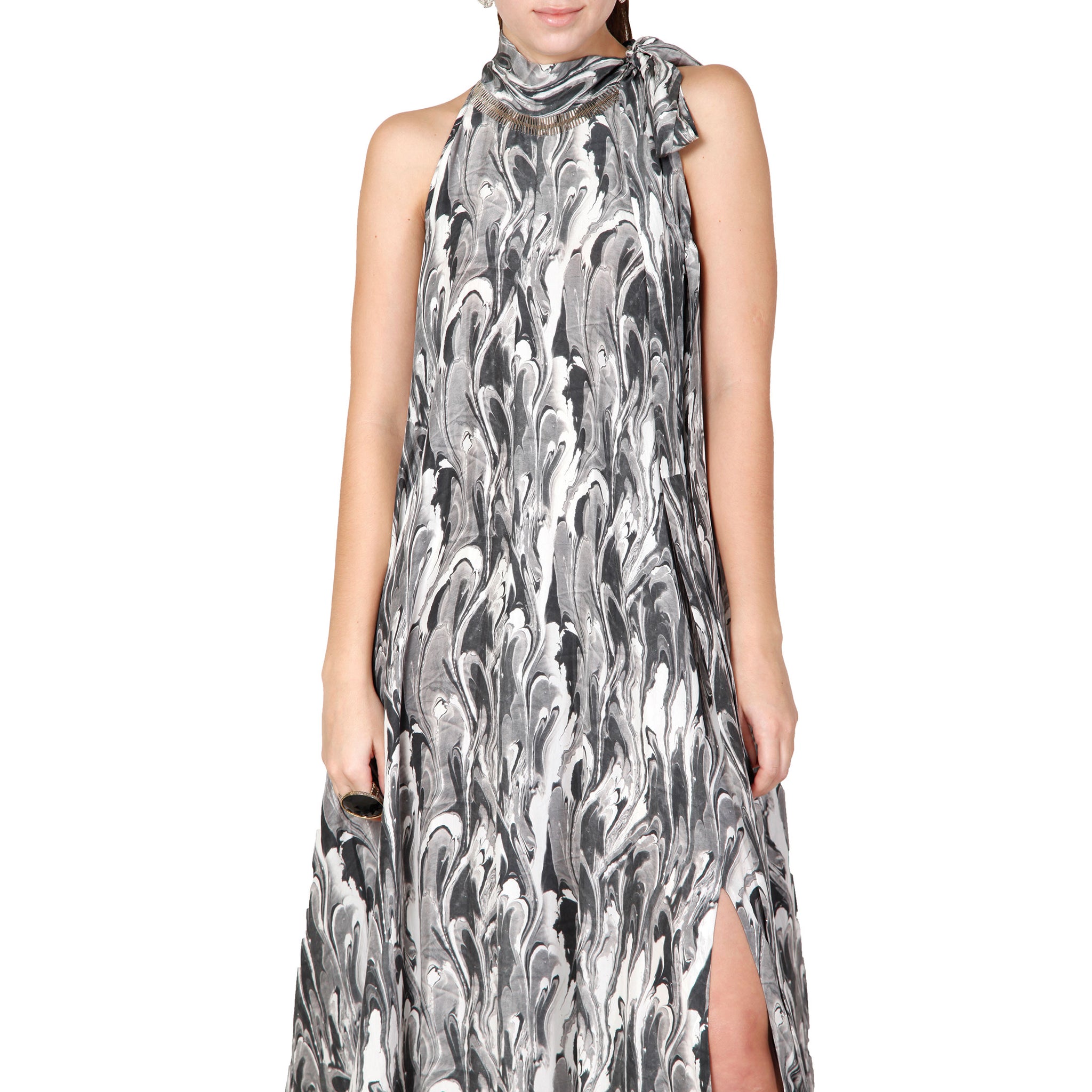 Knot Collar Maxi Dress