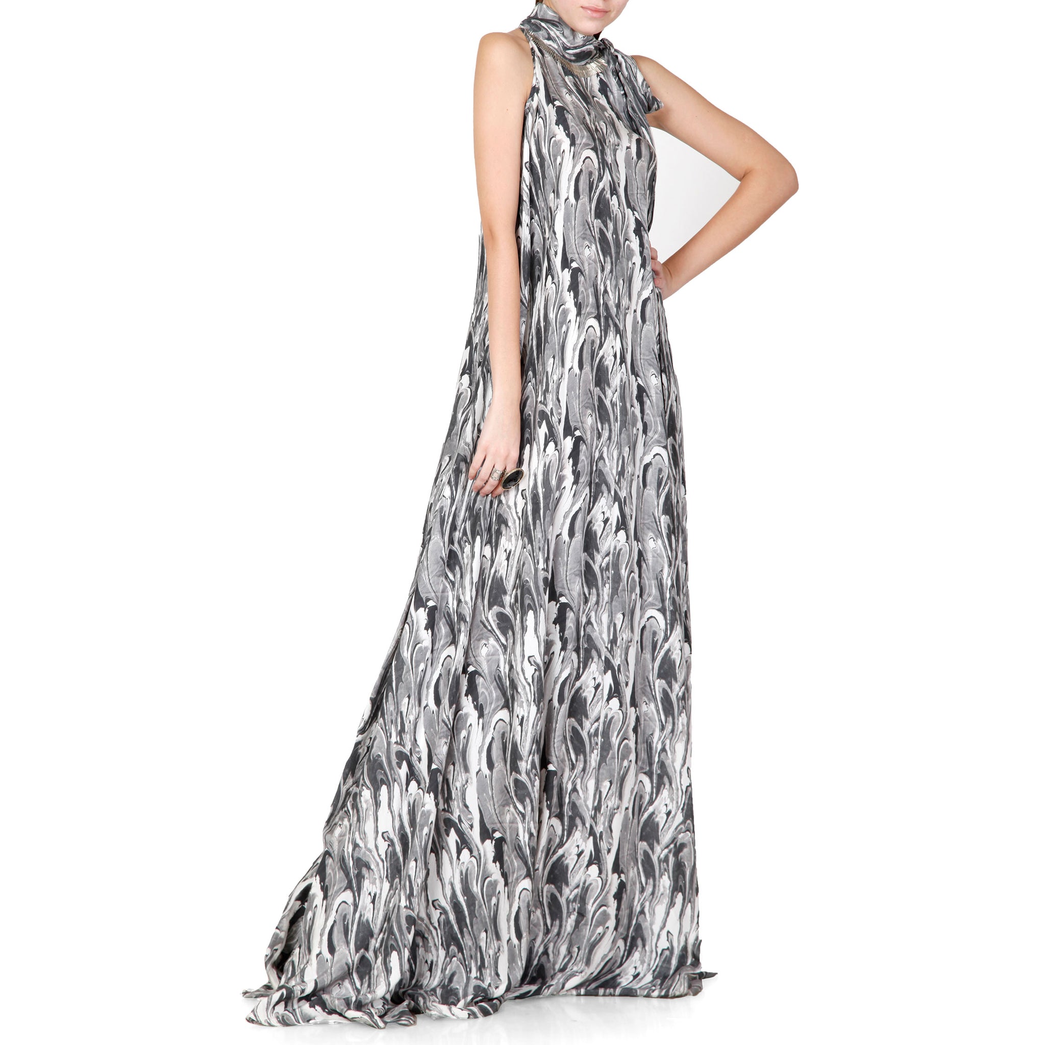 Knot Collar Maxi Dress