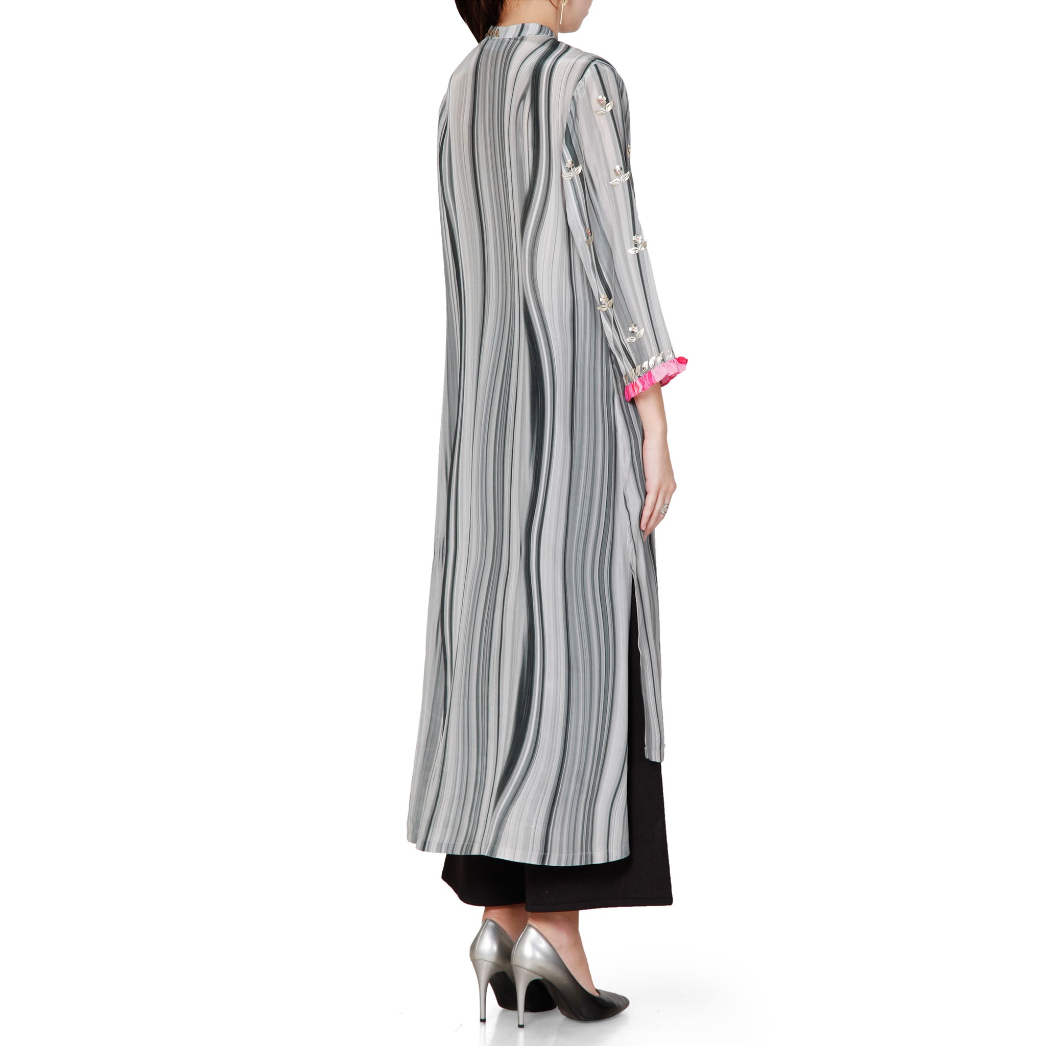 Embroidered High Low Printed Tunic