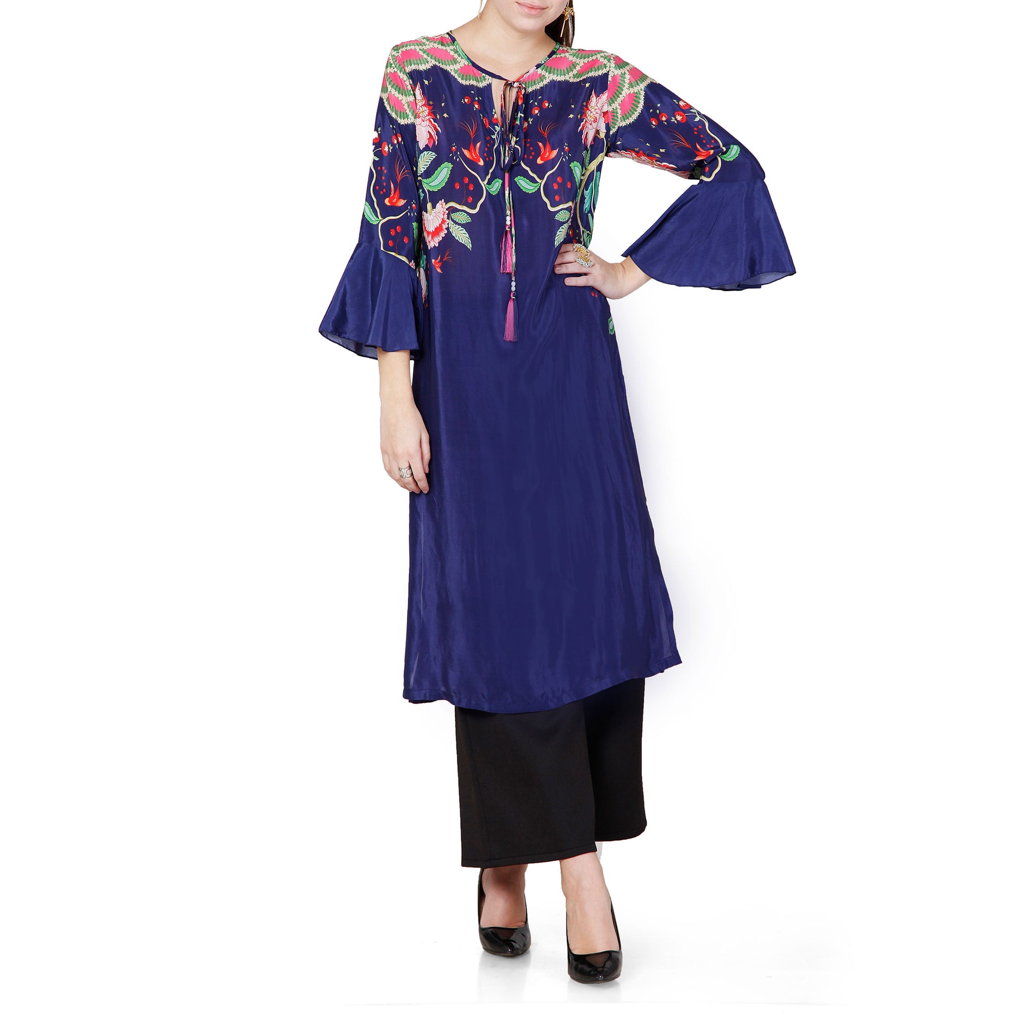 Printed Tunic with Bell Sleeves