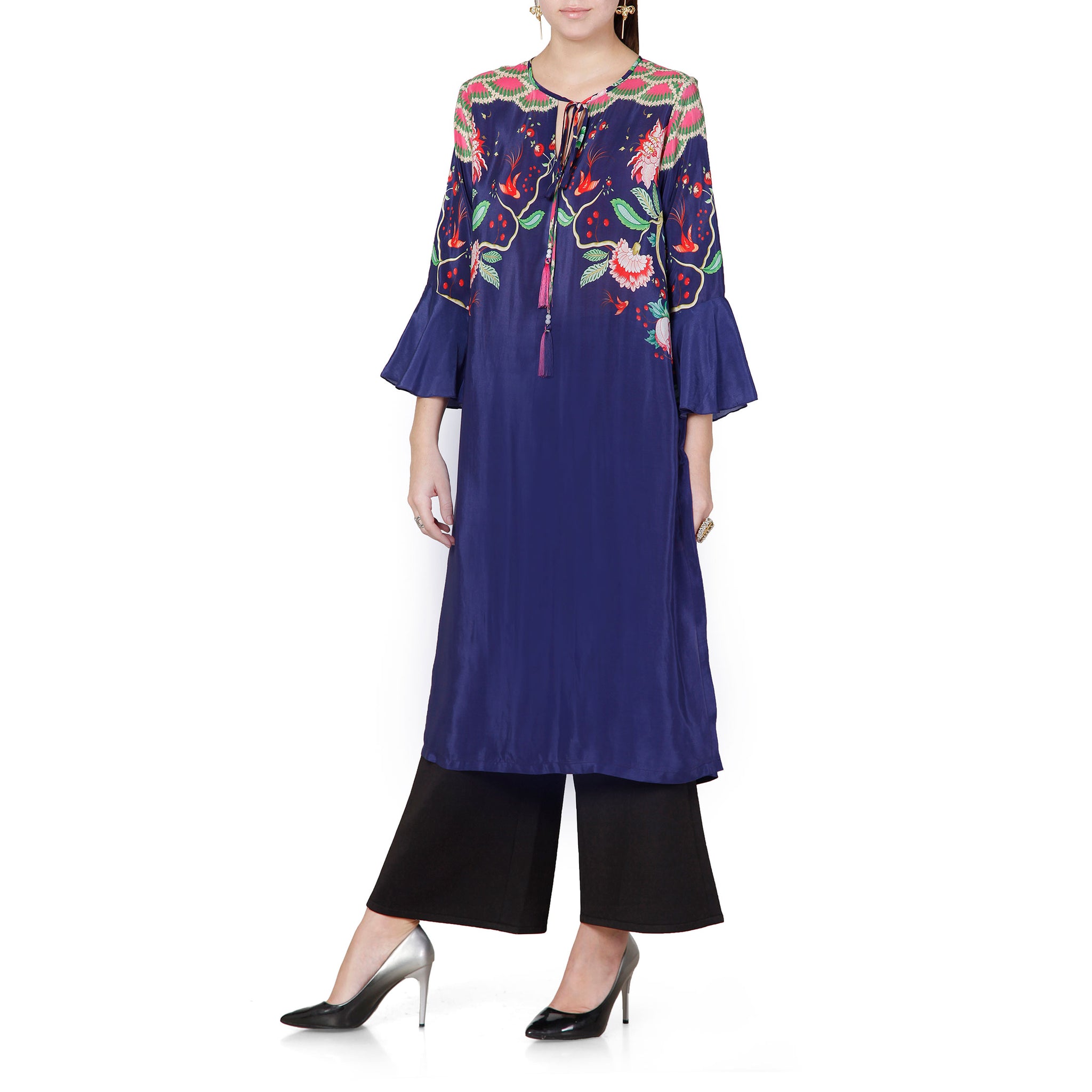 Printed Tunic with Bell Sleeves