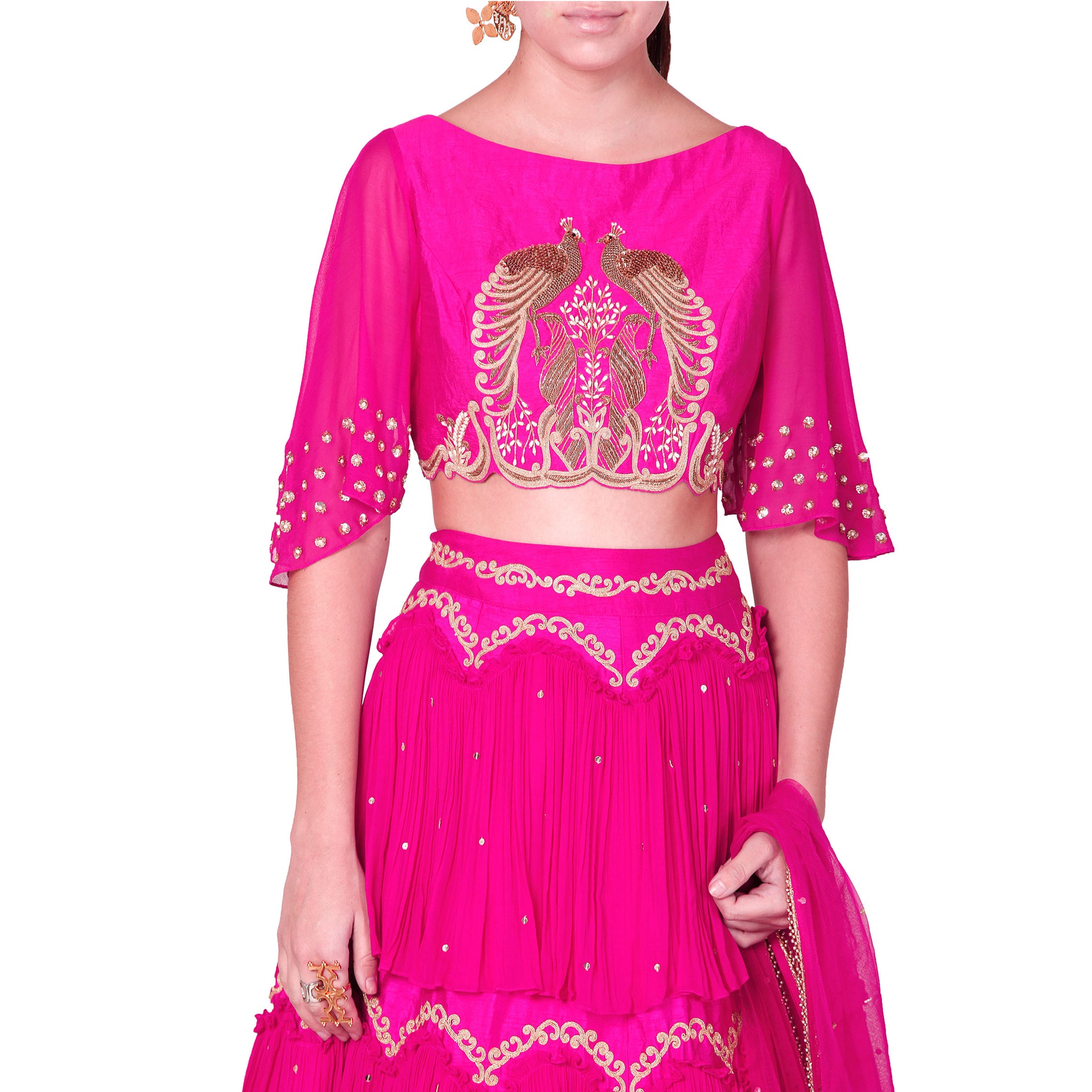 Embroidered Tiered Lehenga