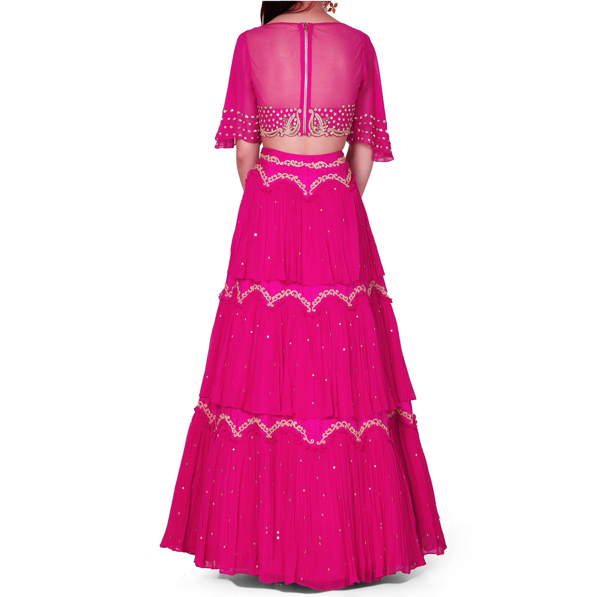 Embroidered Tiered Lehenga