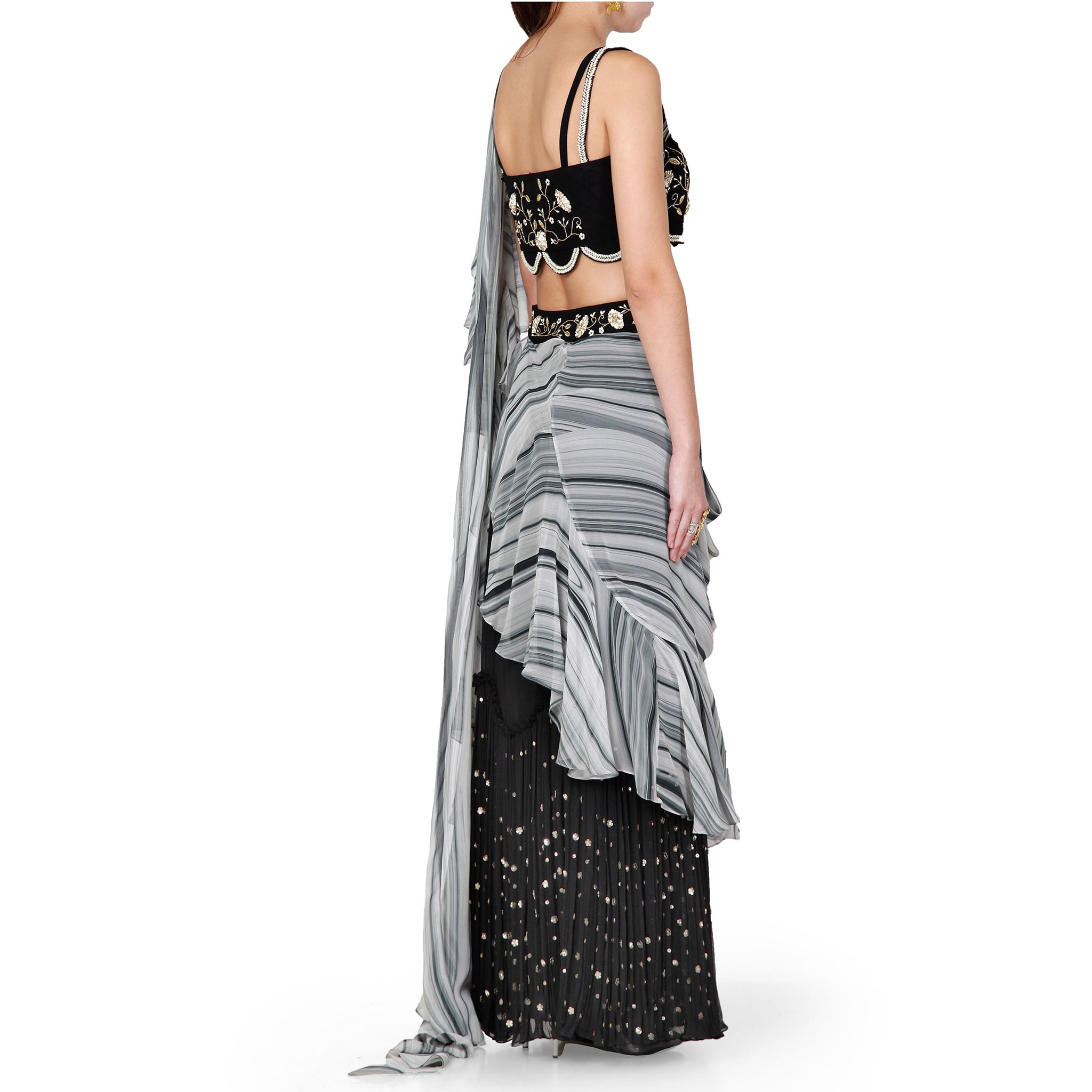 Embroidered Pre-Draped Sari