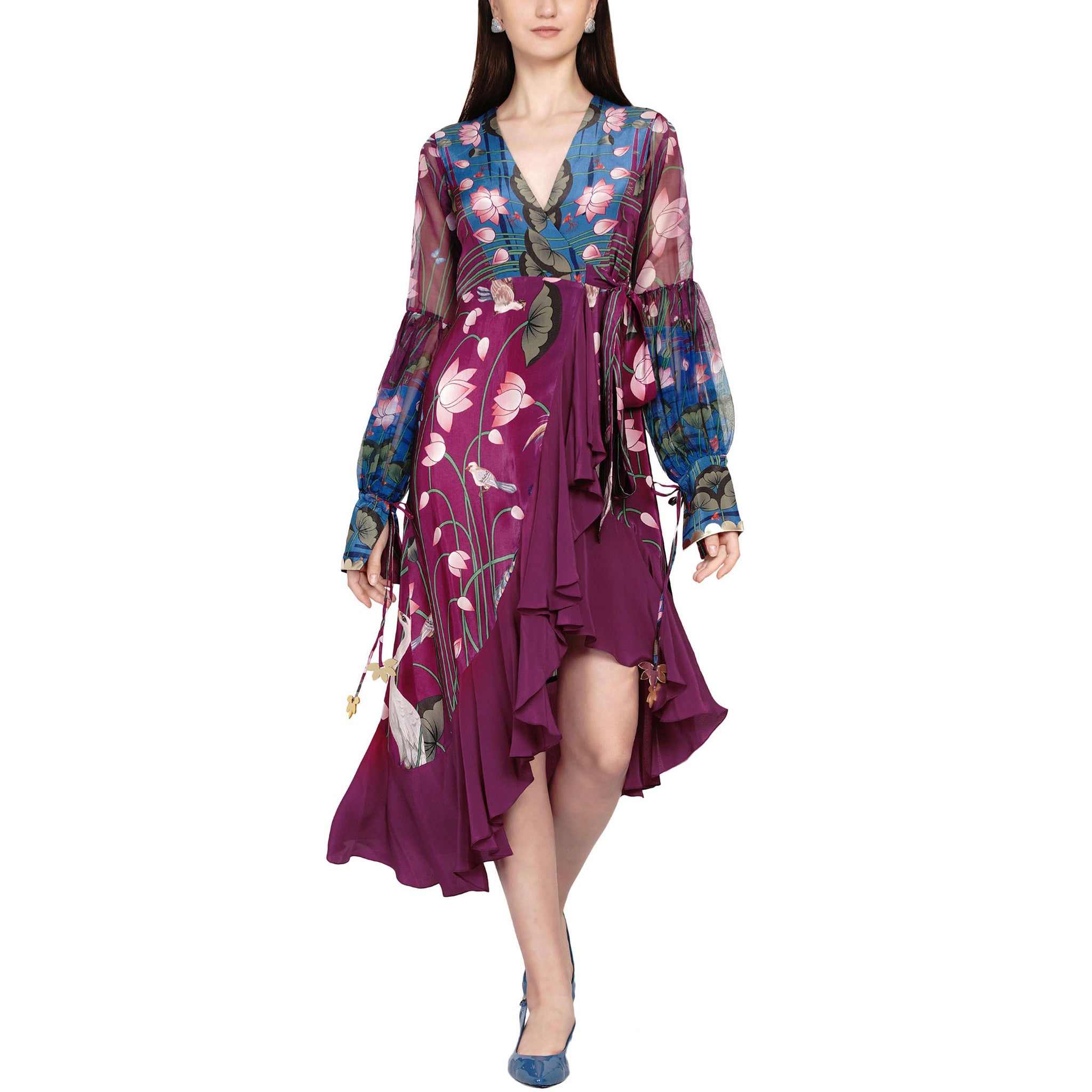 Embroidered Wrap Dress