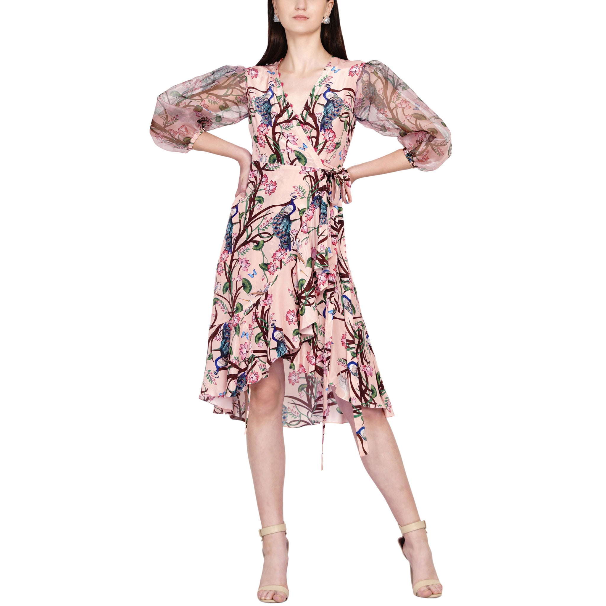 Embroidered Wrap Dress