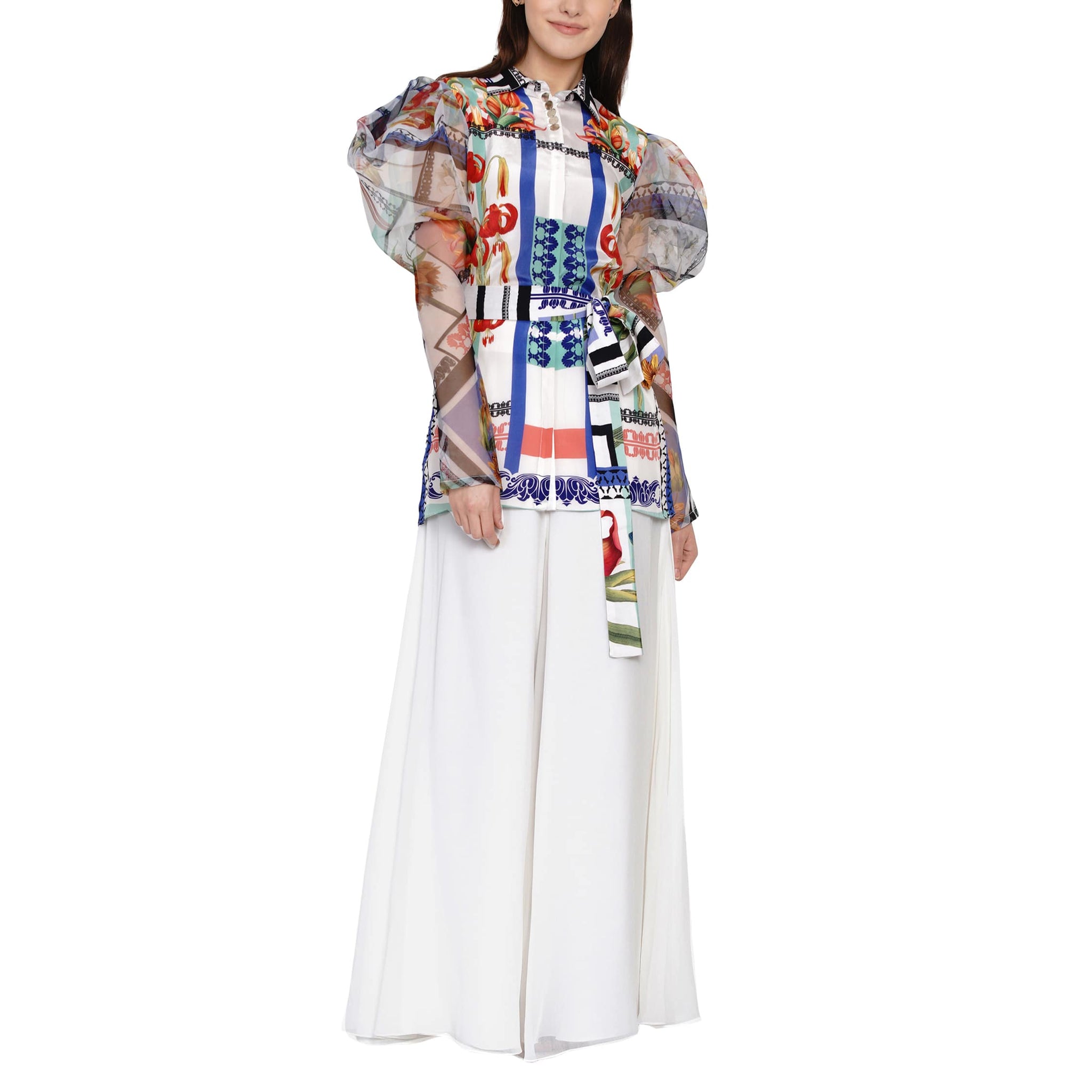 Embroidered Shirt with Statement Sleeves