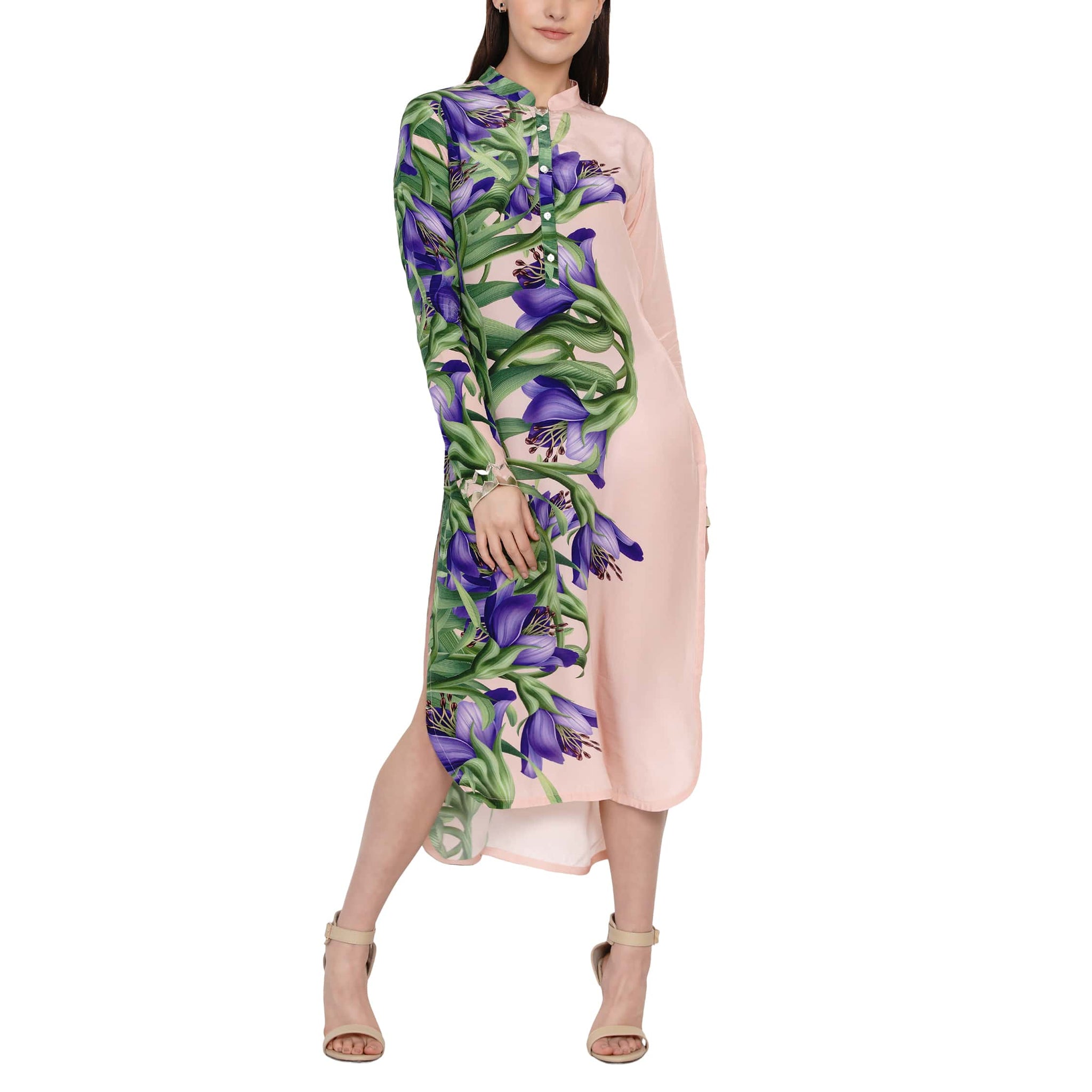 Half placed printed tunic