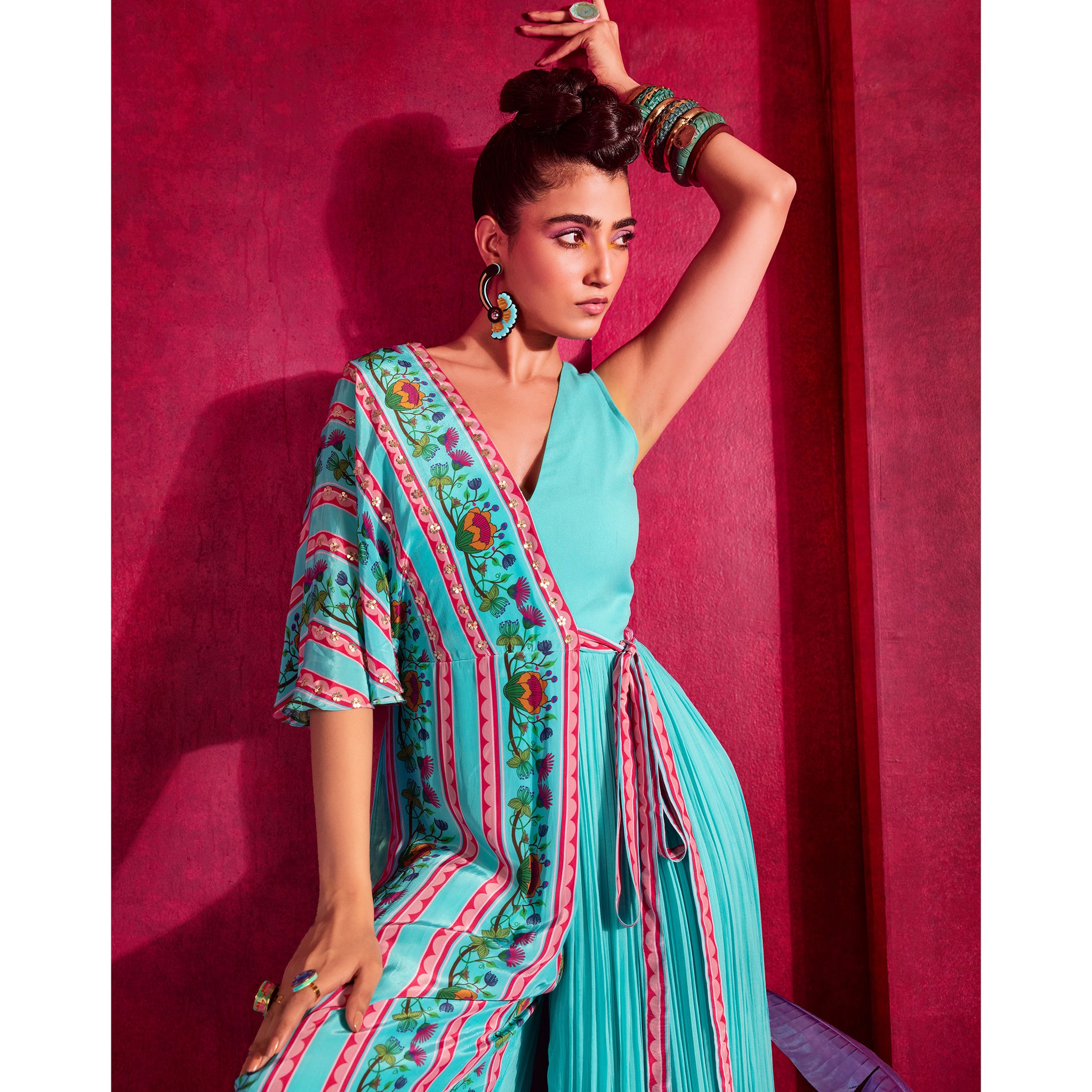 Embroidered Wrap Jumpsuit