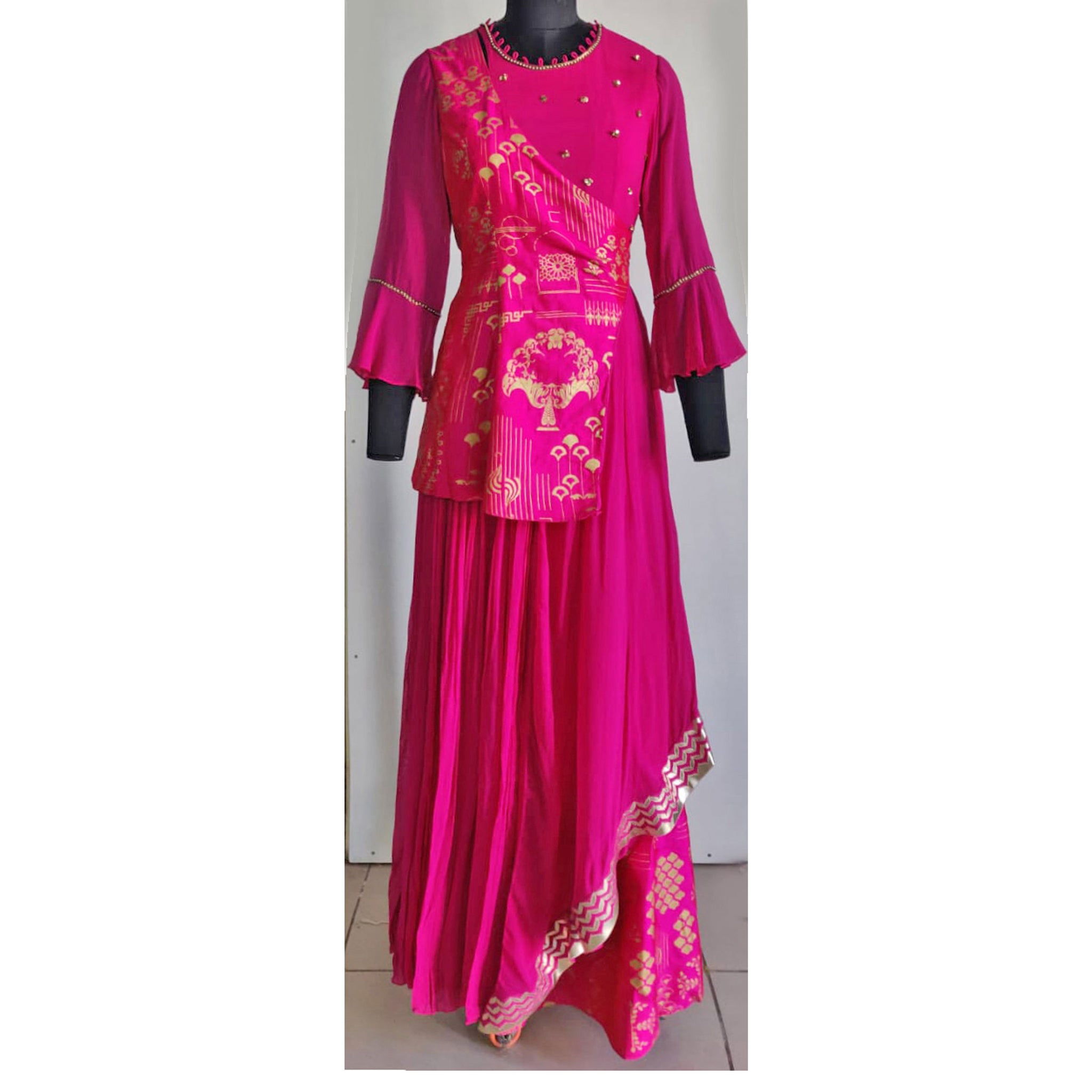 Hand Embroidered Draped Gown