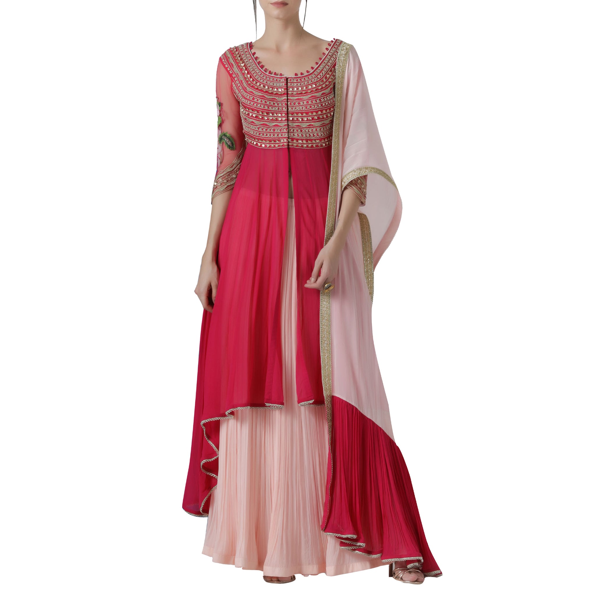 Embroidered Kurta Lehenga Set