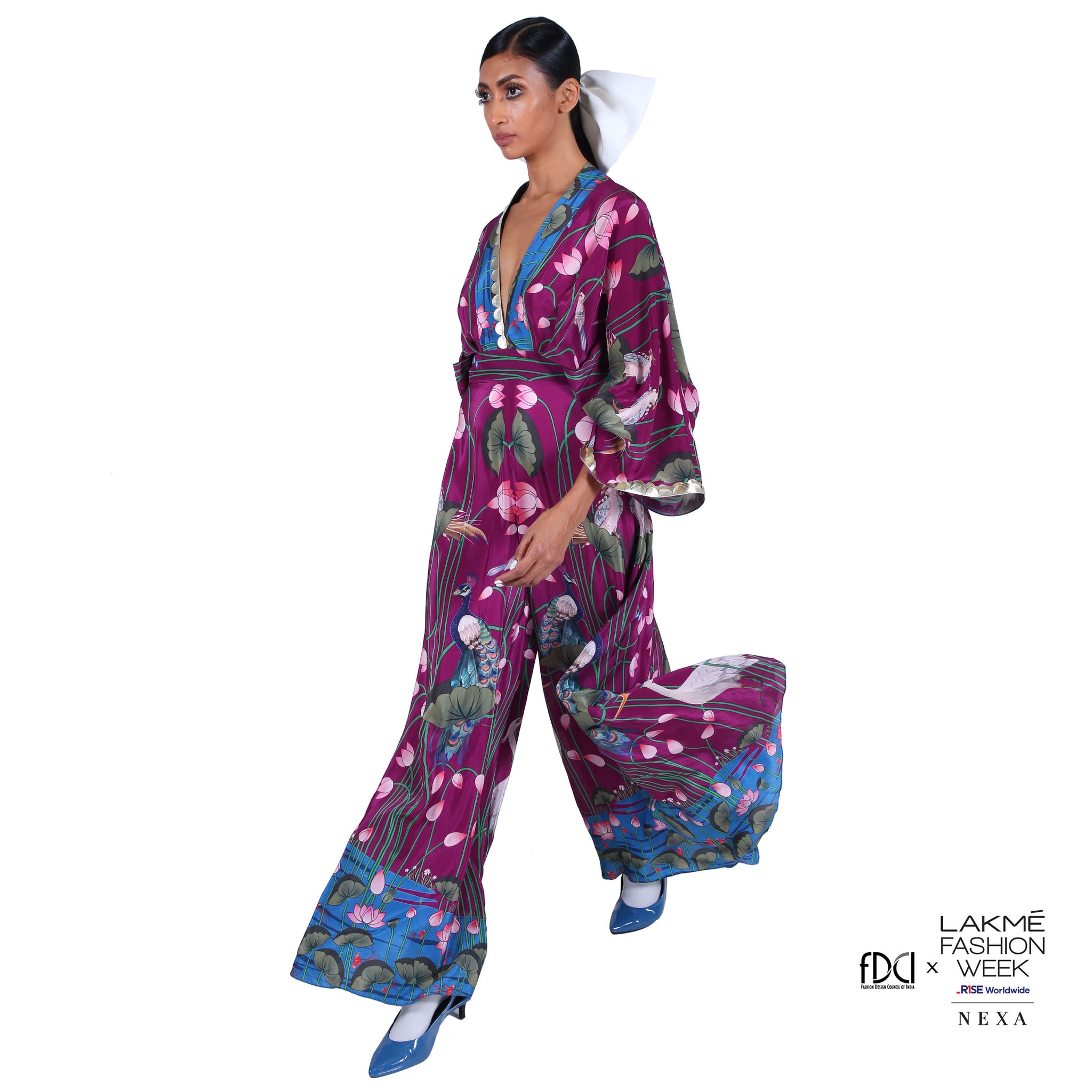 Embroidered Draped Jumpsuit