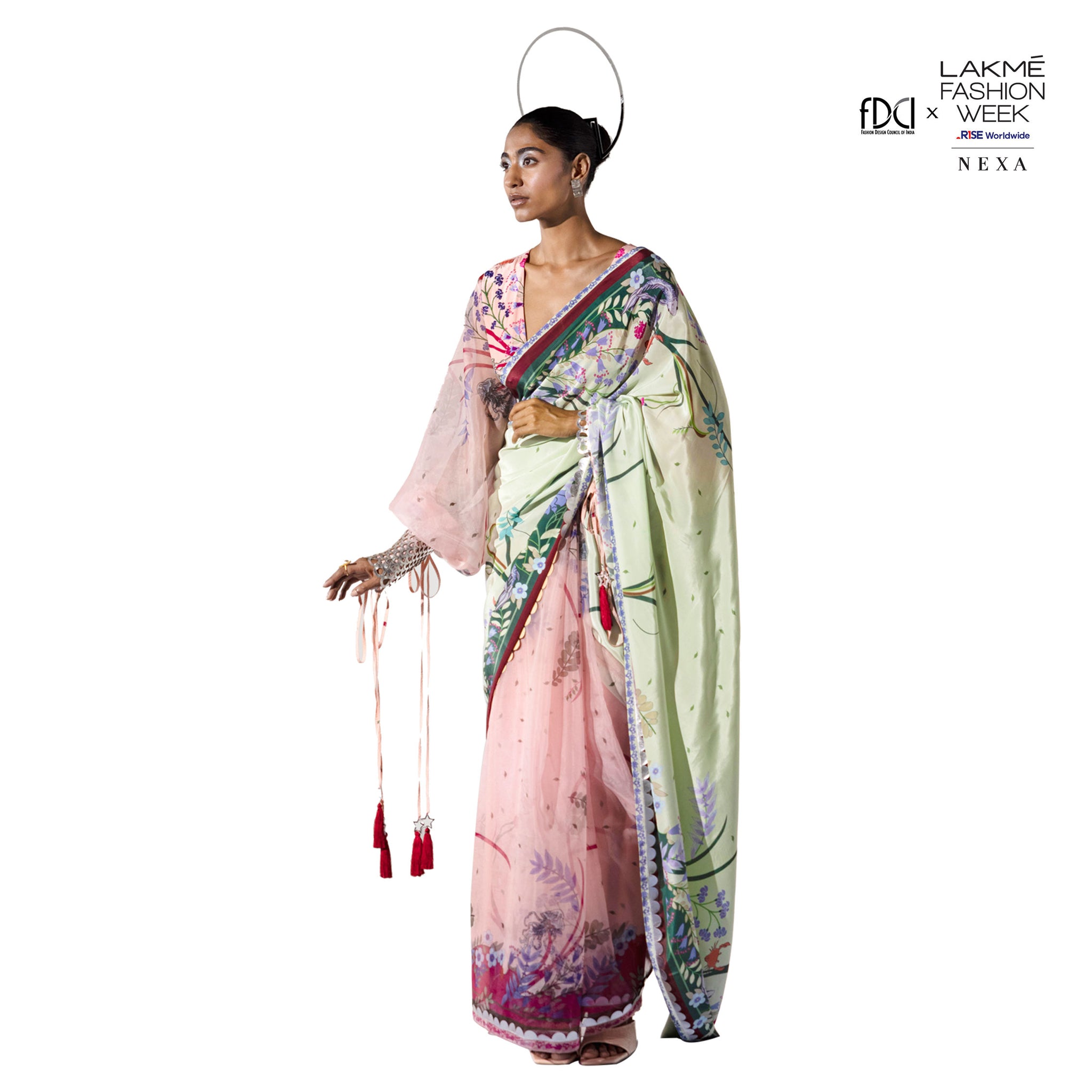 Embroidered Half and Half Sari