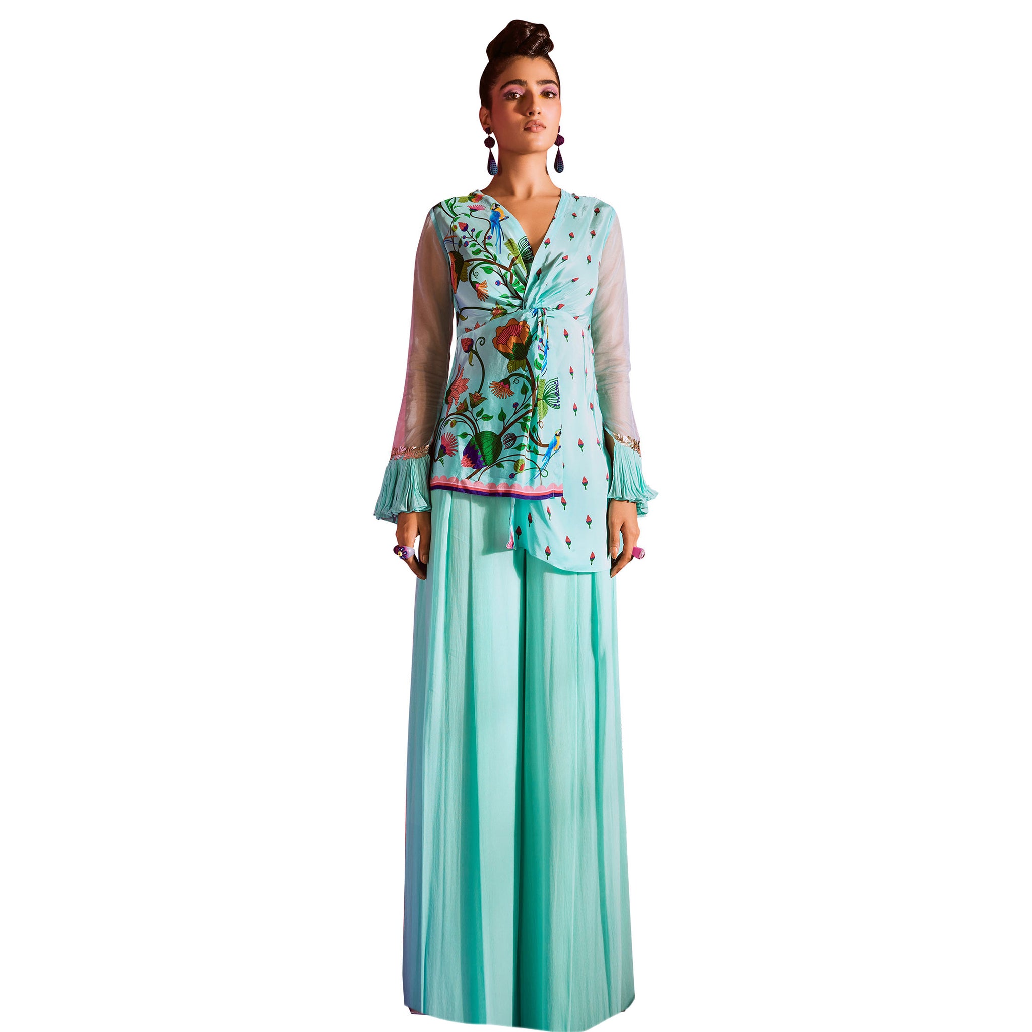 Asymmetrical Tunic Set with Knot Detail