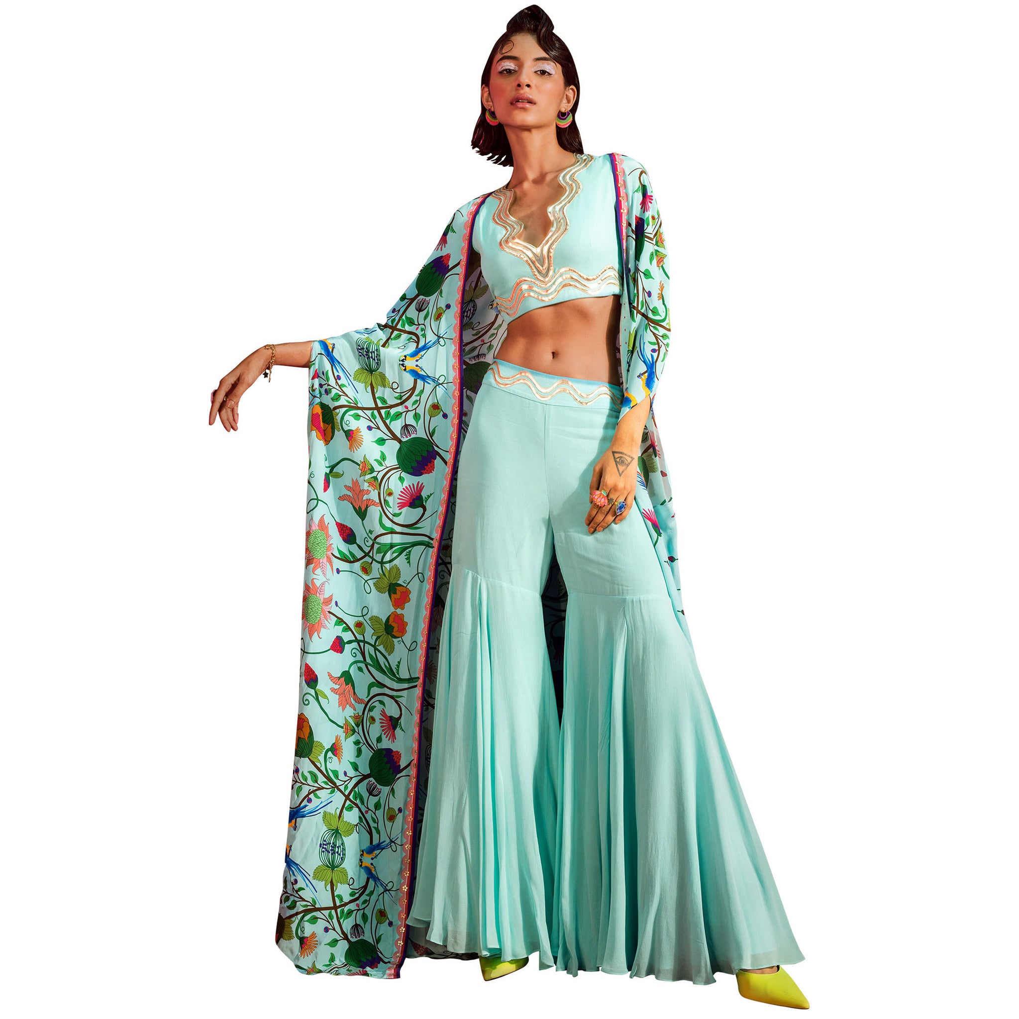 Embroidered Cape Set
