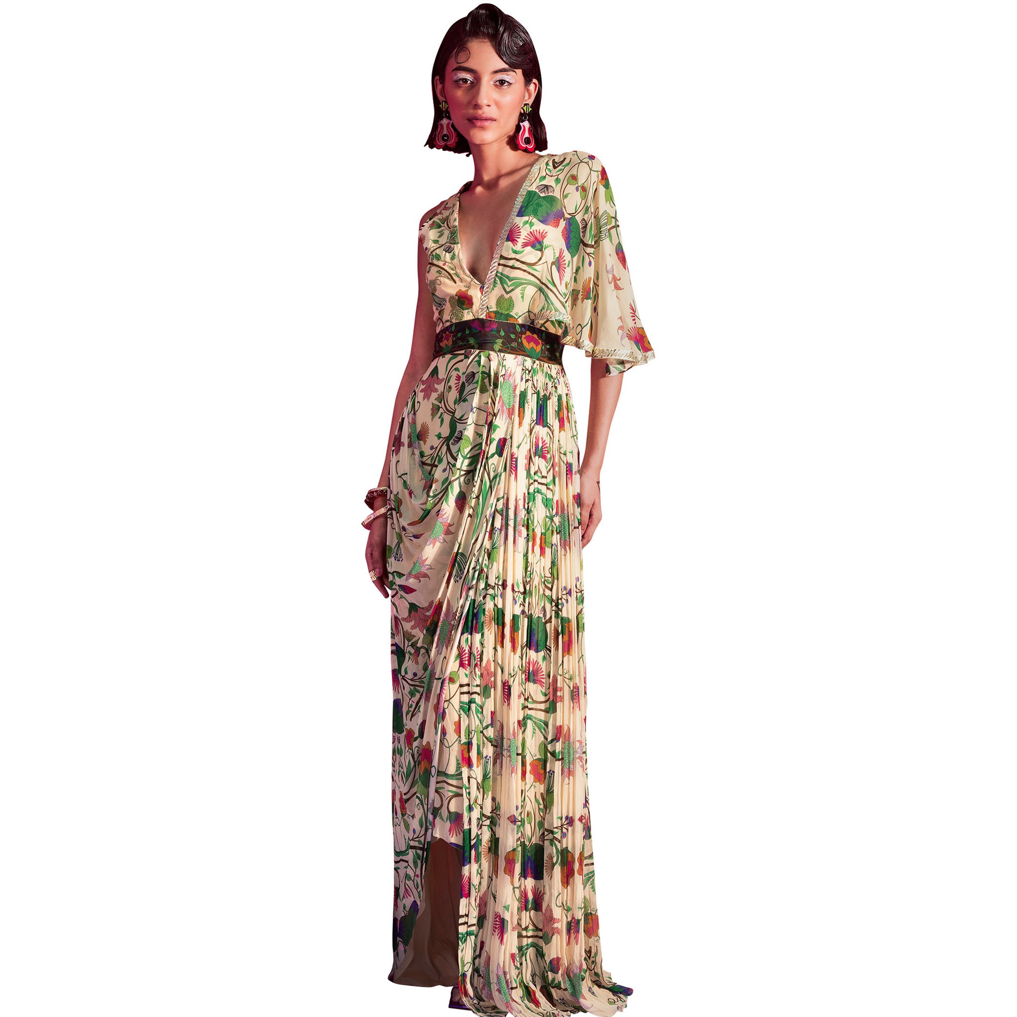 Embroidered Pre-Draped Sari Gown