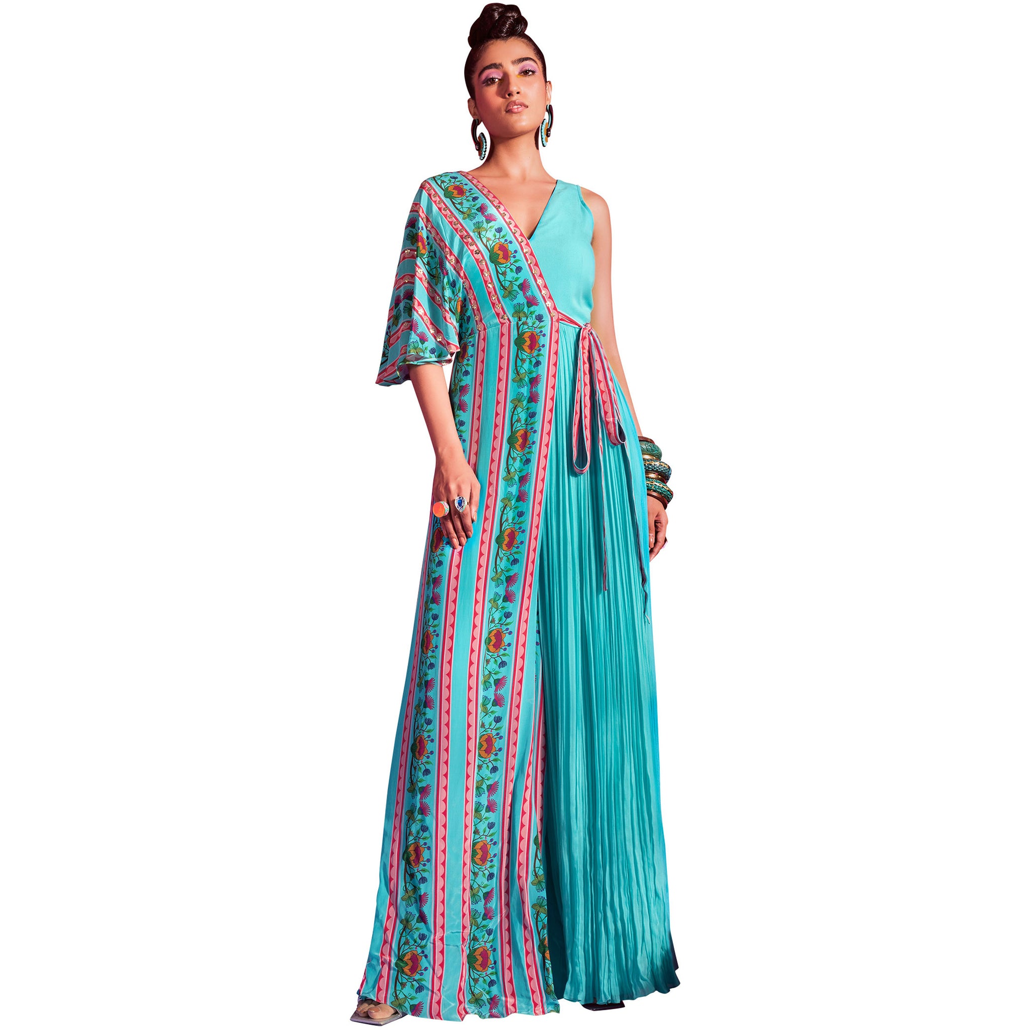 Embroidered Wrap Jumpsuit