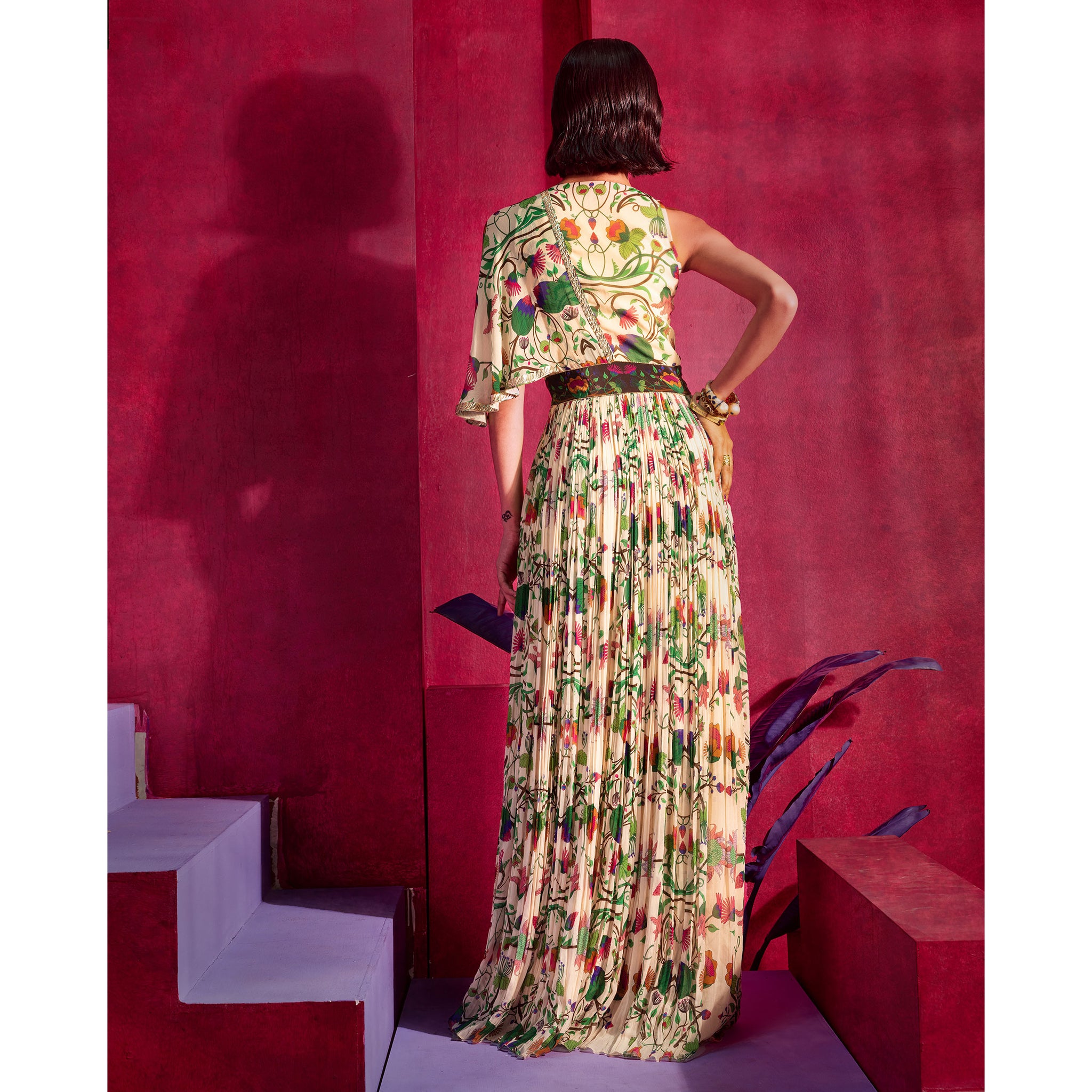 Embroidered Pre-Draped Sari Gown