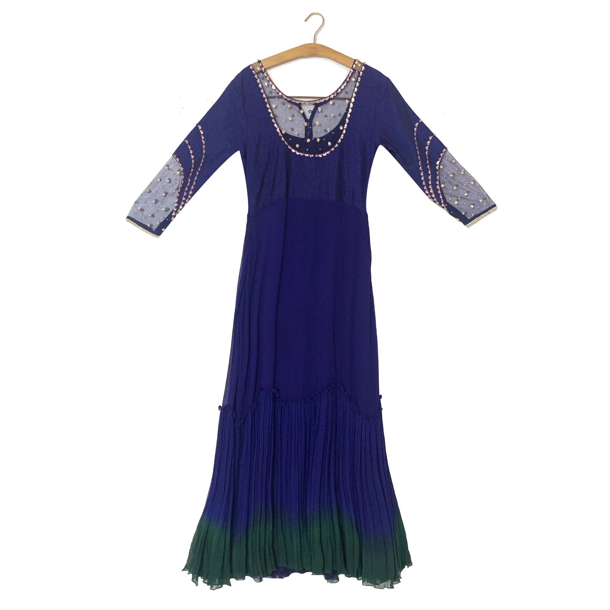 Embroidered Ombre Gown with Dupatta