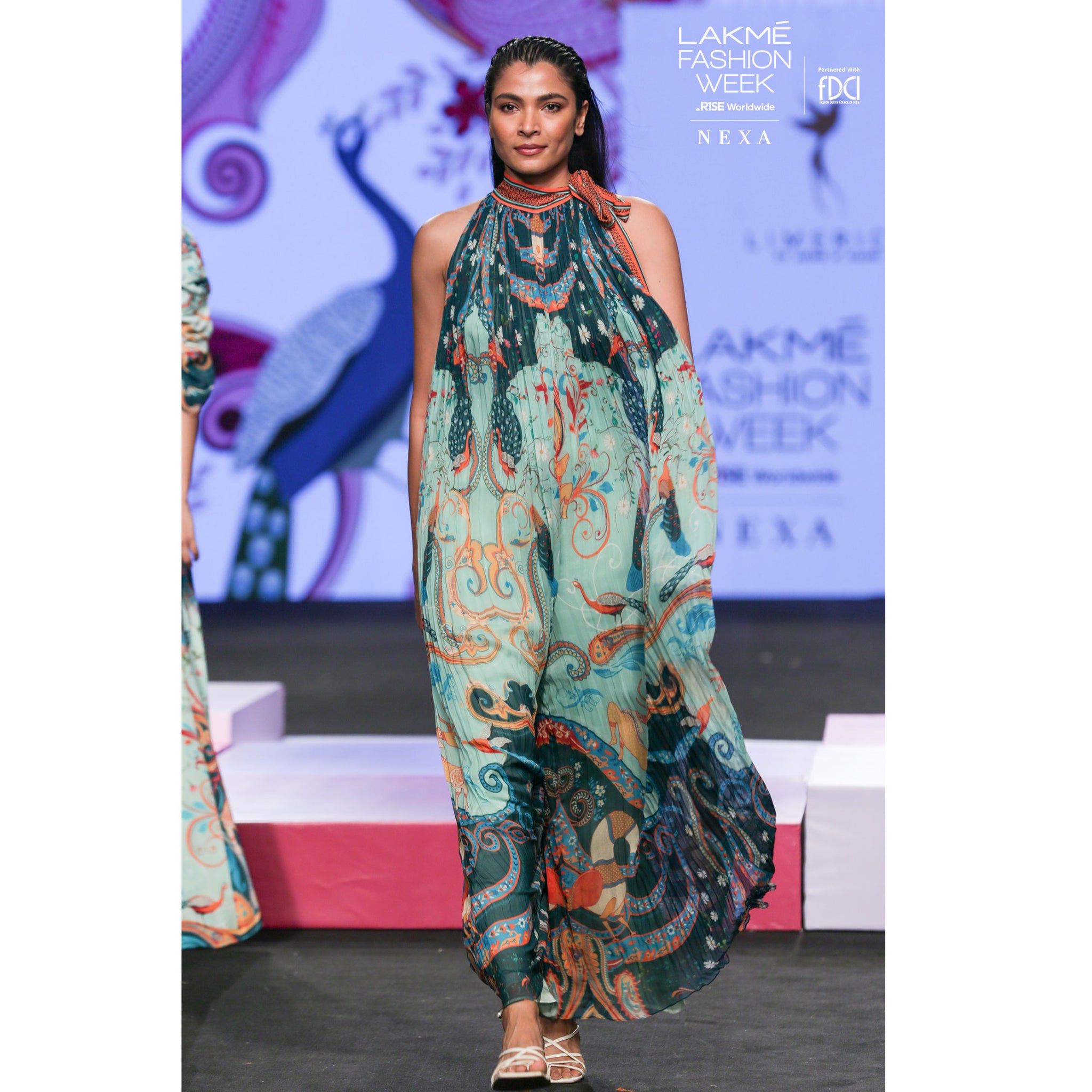 Pleated Embroidered Jumpsuit