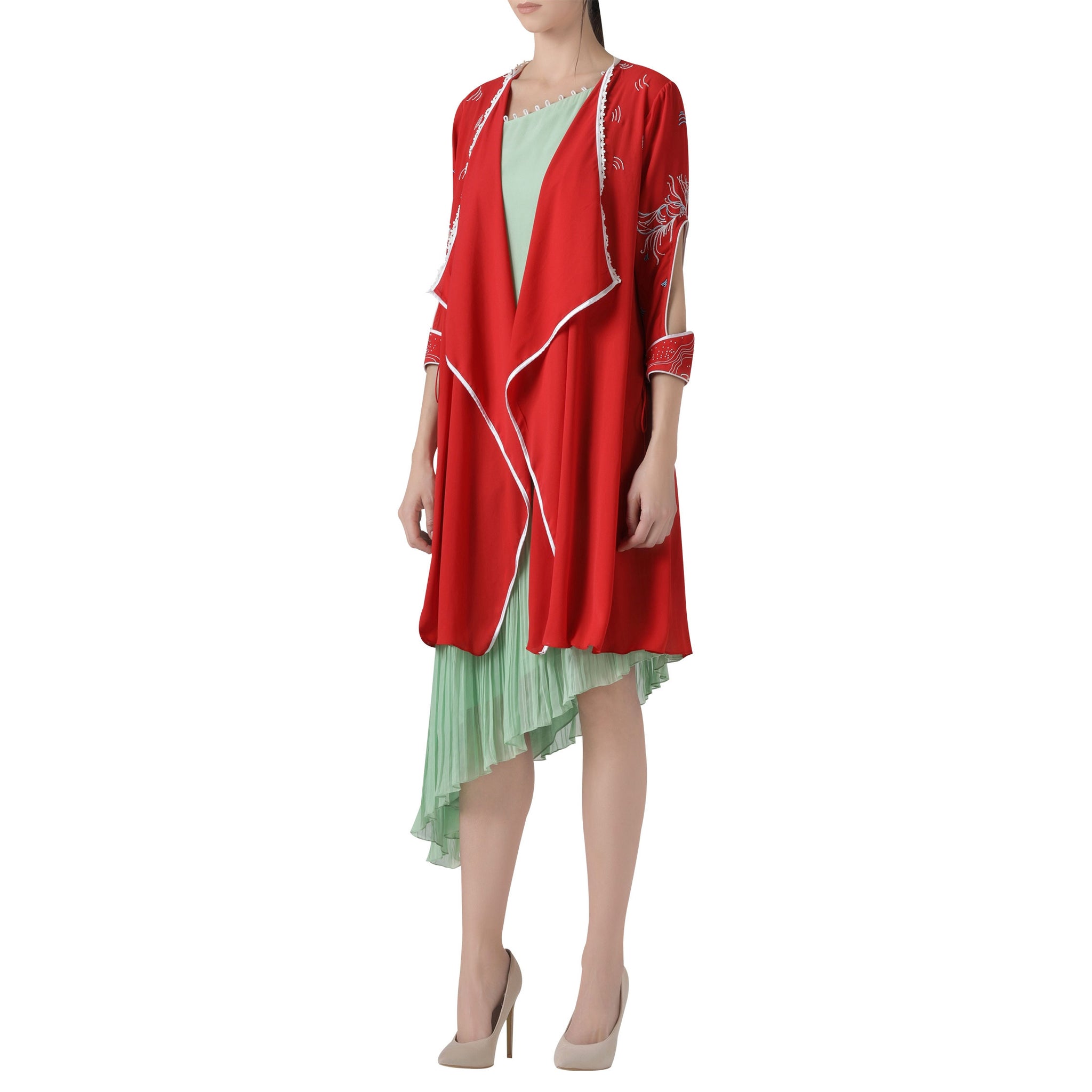 Embroidered Jacket with Asymmetrical Tunic