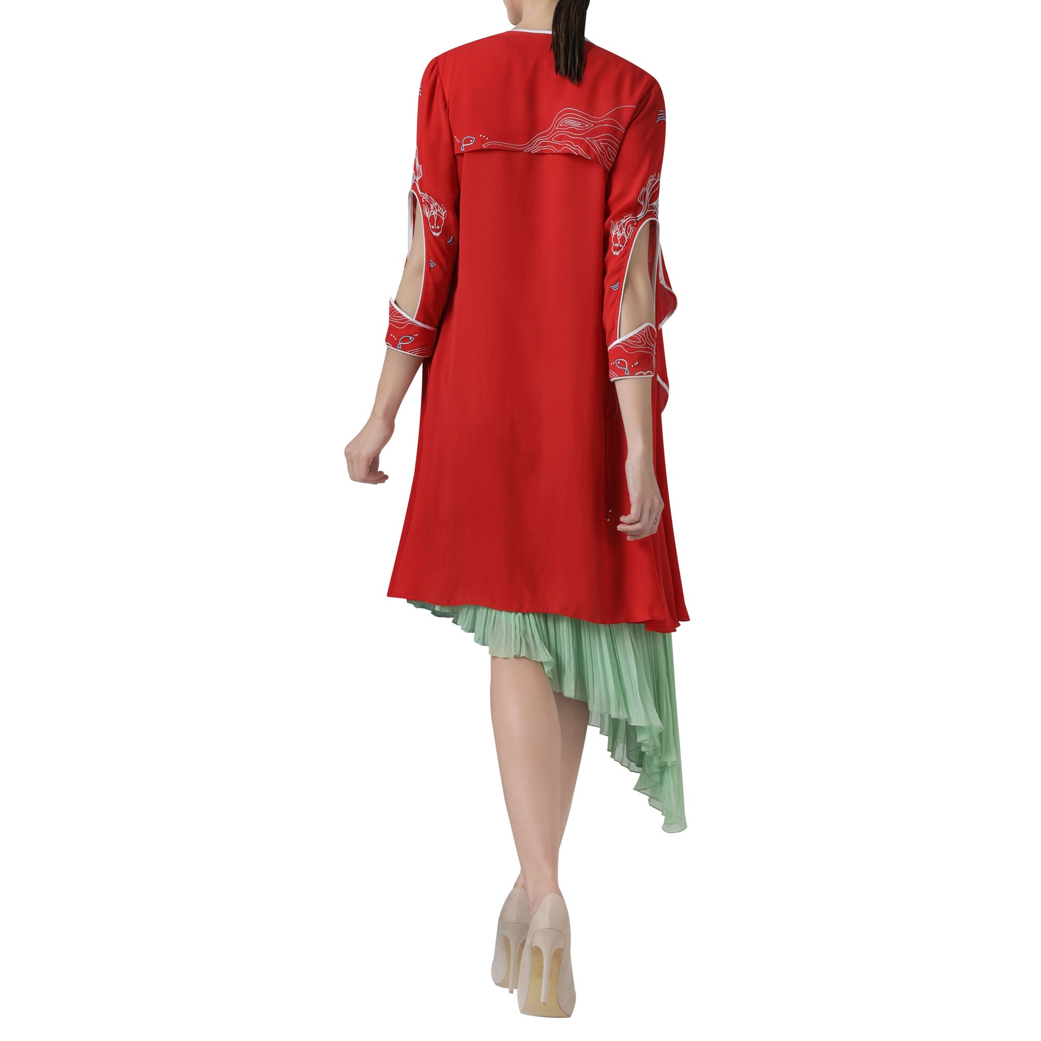 Embroidered Jacket with Asymmetrical Tunic