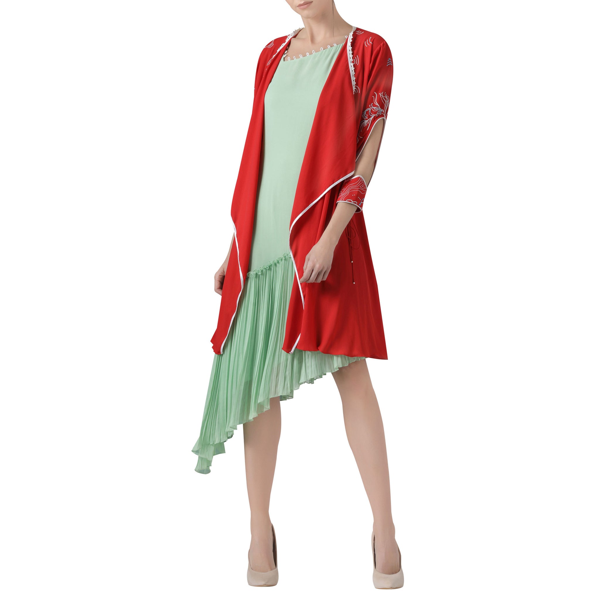 Embroidered Jacket with Asymmetrical Tunic