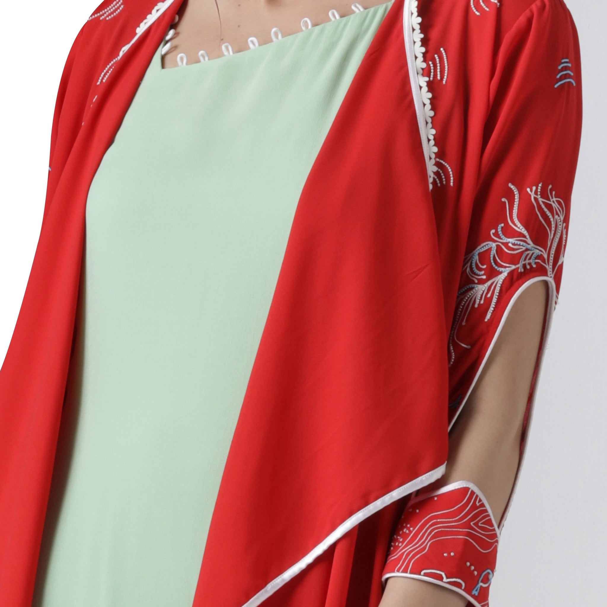 Embroidered Jacket with Asymmetrical Tunic