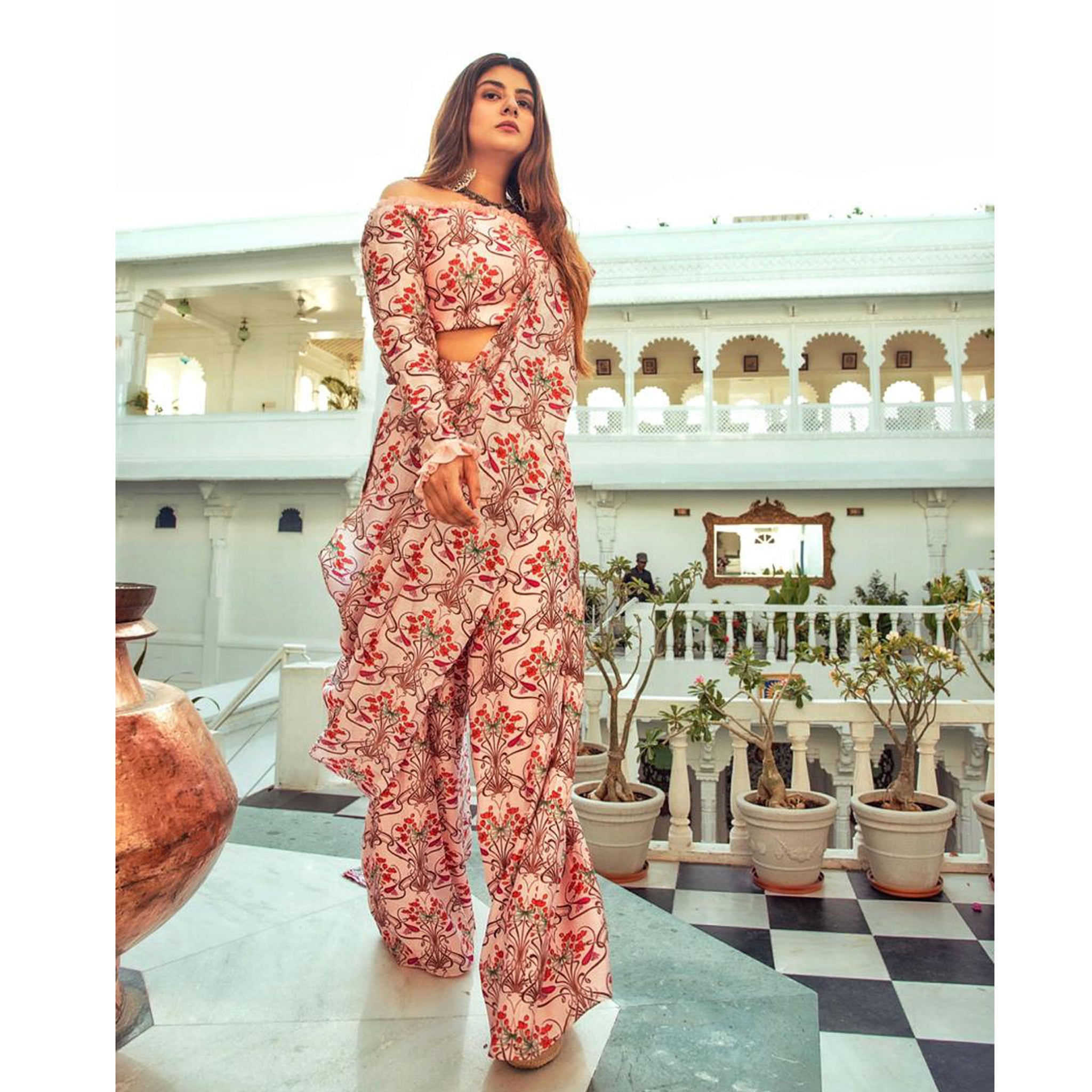 Off Shoulder Trouser Sari